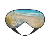Máscaras para los ojos, máscara para dormir ajustable, cubierta para los ojos, cubierta para sombra para dormir, trabajo por turnos,Escena de playa con sillas impresas.