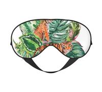 Máscaras para los ojos, máscara para dormir ajustable, cubierta para los ojos, cubierta para sombra para dormir, trabajo por turnos,Hojas tropicales botánicas del tigre