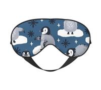 Máscaras para los ojos, máscara para dormir ajustable, cubierta para los ojos, cubierta para sombra para dormir, trabajo por turnos,Lindos pingüinos y copos de nieve