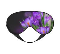 Máscaras para los ojos, máscara para dormir ajustable, cubierta para los ojos, cubierta para sombra para dormir, trabajo por turnos,Hojas verdes y flores moradas impresas.