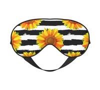 Máscaras para los ojos, máscara para dormir ajustable, cubierta para los ojos, cubierta para sombra para dormir, trabajo por turnos,Girasoles sobre fondo de rayas blancas y negras