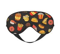 Máscaras para los ojos, máscara para dormir ajustable, cubierta para los ojos, cubierta para sombra para dormir, trabajo por turnos,caricatura, garabato, comida rápida, negro
