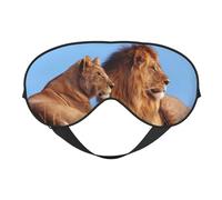 Máscaras para los ojos, máscara para dormir ajustable, cubierta para los ojos, cubierta para sombra para dormir, trabajo por turnos,Impresión de dos leones