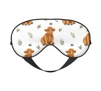 Máscaras para los ojos, máscara para dormir ajustable, cubierta para los ojos, cubierta para sombra para dormir, trabajo por turnos,Linda vaca de las tierras altas