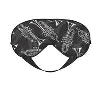 Máscaras para los ojos, máscara para dormir ajustable, cubierta para los ojos, cubierta para sombra para dormir, trabajo por turnos,Trompetas de boceto en blanco y negro