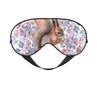 Máscaras para los ojos, máscara para dormir ajustable, cubierta para los ojos, cubierta para sombra para dormir, trabajo por turnos,Ardilla de dibujos animados con flores