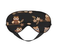 Máscaras para los ojos, máscara para dormir ajustable, cubierta para los ojos, cubierta para sombra para dormir, trabajo por turnos,Lindos búhos marrones de dibujos animados
