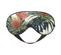 Máscaras para los ojos, máscara para dormir ajustable, cubierta para los ojos, cubierta para sombra para dormir, trabajo por turnos,Hojas Palmeras Exóticas Hoja Selva Tropical Floral Rosa Verde