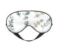 Máscaras para los ojos, máscara para dormir ajustable, cubierta para los ojos, cubierta para sombra para dormir, trabajo por turnos,Ramita verde natural blanca impresa