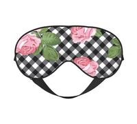 Máscaras para los ojos, máscara para dormir ajustable, cubierta para los ojos, cubierta para sombra para dormir, trabajo por turnos,Imprimir Rosas Sobre Cuadros Blancos Y Negros