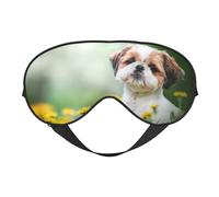 Máscaras para los ojos, máscara para dormir ajustable, cubierta para los ojos, cubierta para sombra para dormir, trabajo por turnos,Shih Tzu Pequeños Perros Lindos Cachorro Rizado Mascotas Campo
