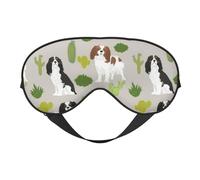Máscaras para los ojos, máscara para dormir ajustable, cubierta para los ojos, cubierta para sombra para dormir, trabajo por turnos,Perro Cavalier King Charles Spaniel con lindo cactus