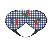 Máscaras para los ojos, máscara para dormir ajustable, cubierta para los ojos, cubierta para sombra para dormir, trabajo por turnos,Imprimir cerezas en cuadros azules