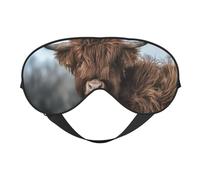 Máscaras para los ojos, máscara para dormir ajustable, cubierta para los ojos, cubierta para sombra para dormir, trabajo por turnos,Fauna escocesa de la vaca de las tierras altas