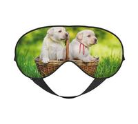 Máscaras para los ojos, máscara para dormir ajustable, cubierta para los ojos, cubierta para sombra para dormir, trabajo por turnos,Dos Perros En Una Cesta Estampada