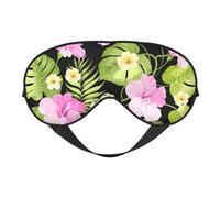 Máscaras para los ojos, máscara para dormir ajustable, cubierta para los ojos, cubierta para sombra para dormir, trabajo por turnos,Flores rosas tropicales y palmeras de la selva
