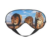 Máscaras para los ojos, máscara para dormir ajustable, cubierta para los ojos, cubierta para sombra para dormir, trabajo por turnos,León, leopardo y tigre luchan por la comida impresa.