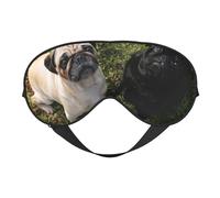 Máscaras para los ojos, máscara para dormir ajustable, cubierta para los ojos, cubierta para sombra para dormir, trabajo por turnos,Perro Pug Blanco Y Negro