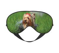 Máscaras para los ojos, máscara para dormir ajustable, cubierta para los ojos, cubierta para sombra para dormir, trabajo por turnos,Yorkshire Terrier Césped Lindos Perros Ummer Lazo Rojo