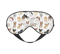 Máscaras para los ojos, máscara para dormir ajustable, cubierta para los ojos, cubierta para sombra para dormir, trabajo por turnos,Perros Dibujados Animales De Diferentes Tipos De Razas