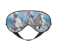Máscaras para los ojos, máscara para dormir ajustable, cubierta para los ojos, cubierta para sombra para dormir, trabajo por turnos,Tres caballos blancos