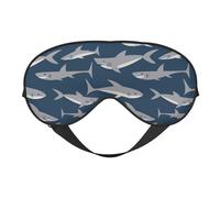 Máscaras para los ojos, máscara para dormir ajustable, cubierta para los ojos, cubierta para sombra para dormir, trabajo por turnos,Lindos tiburones sobre fondo oscuro
