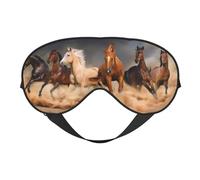 Máscaras para los ojos, máscara para dormir ajustable, cubierta para los ojos, cubierta para sombra para dormir, trabajo por turnos,Caballos marrones al galope en el desierto impresos