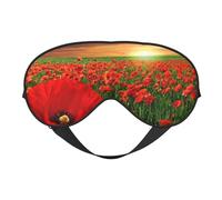 Máscaras para los ojos, máscara para dormir ajustable, cubierta para los ojos, cubierta para sombra para dormir, trabajo por turnos,Campo de amapolas al atardecer