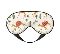 Máscaras para los ojos, máscara para dormir ajustable, cubierta para los ojos, cubierta para sombra para dormir, trabajo por turnos,Impresión de plantas de cactus de camello del desierto