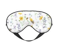 Máscaras para los ojos, máscara para dormir ajustable, cubierta para los ojos, cubierta para sombra para dormir, trabajo por turnos,Abejorro de flor de primavera