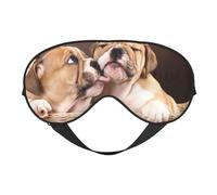 Máscaras para los ojos, máscara para dormir ajustable, cubierta para los ojos, cubierta para sombra para dormir, trabajo por turnos,Besar cachorros de bulldog inglés