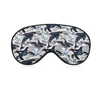 Máscaras suaves para ojos con correa ajustable compatibles con Ocean Killer Whale Orca Art Sleeping Mask, ligeros y cómodos bloques para vendar los ojos ligeros para hombres y mujeres, viajes al air