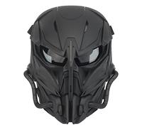 Máscaras tácticas de Pistola de Aire comprimido, Grey Lens Full Face Skeleton Paintball Protection Mask for CS War Games Halloween Role Play Clothing Party (Negro)