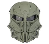Máscaras tácticas de Pistola de Aire comprimido, Grey Lens Full Face Skeleton Paintball Protection Mask for CS War Games Halloween Role Play Clothing Party (Verde od)