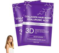 Mascarilla 3D de ácido hialurónico y colágeno para el cabello, colágeno y ácido hialurónico, acondicionador de reparación profunda para cabello muy seco, cabello dañado, restauración de suavidad y