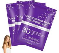Mascarilla 3D de ácido hialurónico y colágeno para el cabello, colágeno y ácido hialurónico, acondicionador de reparación profunda para cabello muy seco, cabello dañado, restaura la suavidad y el