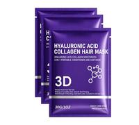 Mascarilla 3D para el cabello de colágeno, máscaras para el cabello púrpura, 2 en 1, ácido hialurónico y colágeno hidratantes con aceite de coco y argán, acondicionador profundo, mascarilla para todo