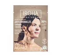 Iroha Nature - Mascarilla Facial y Cuello Tisú Antiedad con Colágeno | Reafirma y Previene Arrugas y Líneas de Expresión | Resultados en 15 Minutos | 96% Ingredientes Naturales | Ideal Pieles Maduras