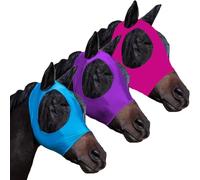 Mascarilla antimoscas para caballos con orejas, máscaras antimoscas súper cómodas para caballos, tamaño completo, licra transpirable y elástica, protección UV y contra insectos