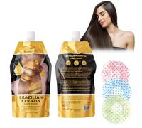 Mascarilla Capilar 350g + 3 Gorros de Ducha, Acondicionador de Reparación, Reconstrucción Intensa y Suavidad, Hidratación, Cuidado Intenso y Suavidad, Reparadores para Cabello Sedoso (Keratin)