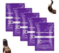 Mascarilla Capilar De Colágeno 3D, Acondicionador De Colágeno Hialurónico Hidratante Y Nutritivo, Mascarilla Reparadora Profunda Para Cabello Seco Y Encrespado, Apta Para Todo Tipo De Cabellos (5pcs)