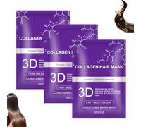 Mascarilla Capilar De Colágeno 3D, Acondicionador De Colágeno Hialurónico Hidratante Y Nutritivo, Mascarilla Reparadora Profunda Para Cabello Seco Y Encrespado, Apta Para Todo Tipo De Cabellos (3pcs)