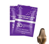 Mascarilla capilar de colágeno 3D, mascarilla capilar, mascarillas para cabellos morados, ácido hialurónico, acondicionador profundo, mascarilla hidratante para todo tipo de cabellos (2PC)