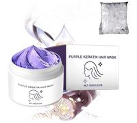 Mascarilla capilar de queratina púrpura, reparación intensa para cabello decolorado/teñido, repara el cabello seco, activa las raíces del cabello, mejora el encrespamiento (1pcs)