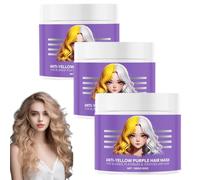 Mascarilla capilar morada antiamarilleo, acondicionador hidratante morado, elimina los tonos amarillos y acondiciona el cabello seco y dañado, para cabello rubio y plateado (3 piezas)