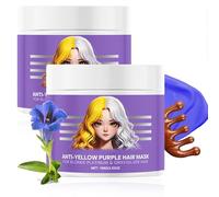 Mascarilla capilar morada antiaurora, elimina los tonos amarillentos y acondiciona el cabello seco, para cabellos rubios platino y grises/plateados (2pcs)