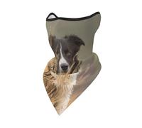 Mascarilla Cortavientos con Borde Blanco y Negro para Mascotas de Border Collie Lawn, Polaina para el Cuello, para Motociclistas de Invierno