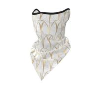 Mascarilla Cortavientos con diseño geométrico de Escamas Art Déco, Color Blanco, Gris y Dorado, para Motociclista, para Invierno.