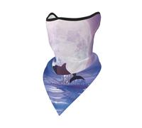 Mascarilla Cortavientos con Estampado de delfín Saltando bajo la luz de la Luna, Polaina para el Cuello, para Motociclista de Invierno