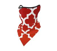 Mascarilla Cortavientos de cuatrifolio Rojo Intenso y Blanco, Polaina para el Cuello, para Motociclista de Invierno